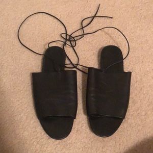 Vince leather lace up slide sandals